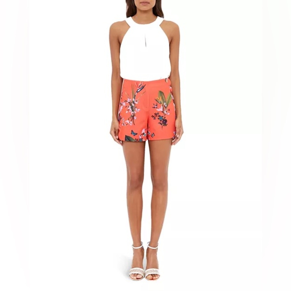 Ted Baker London Tropical Oasis Scallop Detail Lined Shorts Size 2 = US Size 6